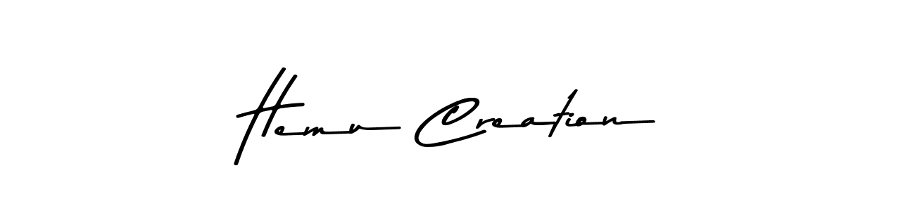Create a beautiful signature design for name Hemu Creation. With this signature (Asem Kandis PERSONAL USE) fonts, you can make a handwritten signature for free. Hemu Creation signature style 9 images and pictures png