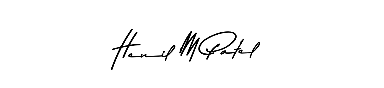 Make a beautiful signature design for name Henil M Patel. With this signature (Asem Kandis PERSONAL USE) style, you can create a handwritten signature for free. Henil M Patel signature style 9 images and pictures png