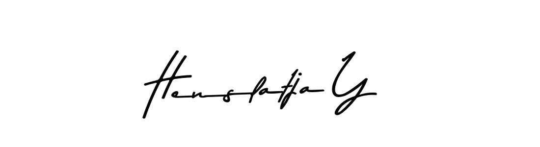 Make a beautiful signature design for name Henslatja Y. With this signature (Asem Kandis PERSONAL USE) style, you can create a handwritten signature for free. Henslatja Y signature style 9 images and pictures png