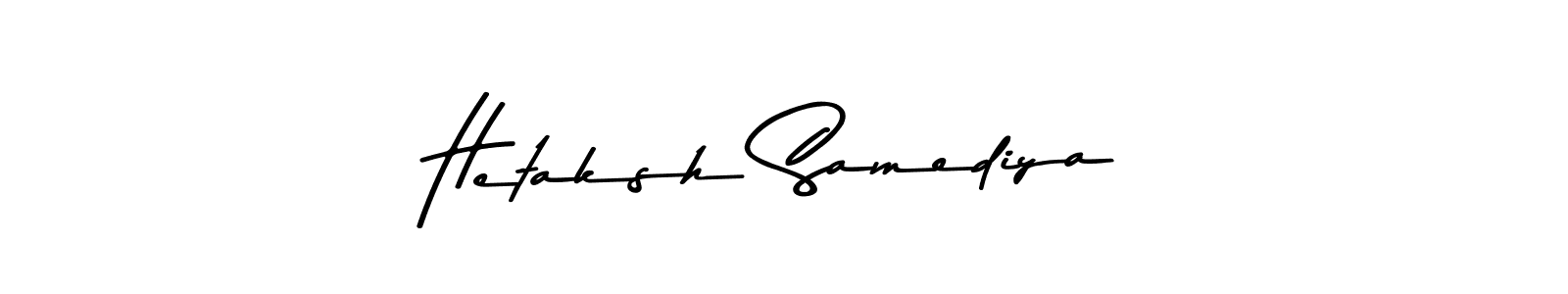 You can use this online signature creator to create a handwritten signature for the name Hetaksh Samediya. This is the best online autograph maker. Hetaksh Samediya signature style 9 images and pictures png