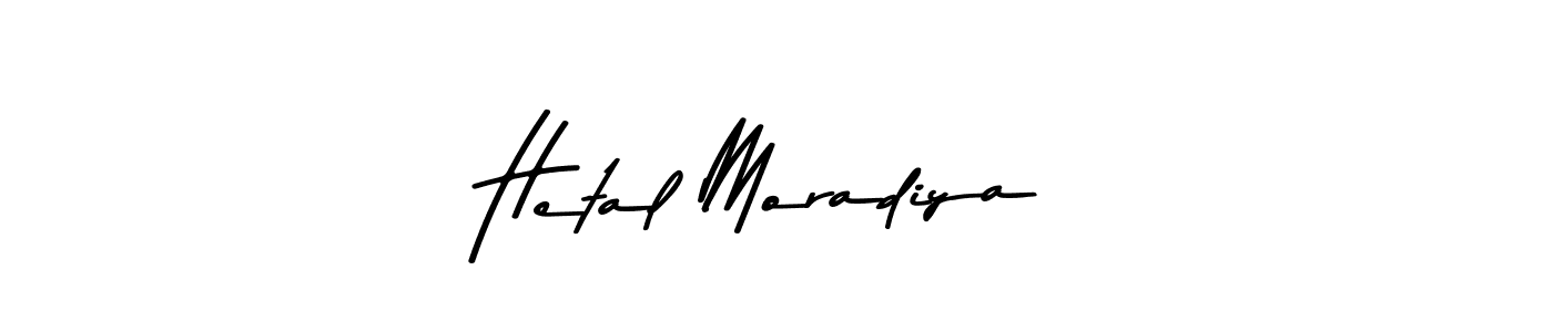 How to make Hetal Moradiya name signature. Use Asem Kandis PERSONAL USE style for creating short signs online. This is the latest handwritten sign. Hetal Moradiya signature style 9 images and pictures png