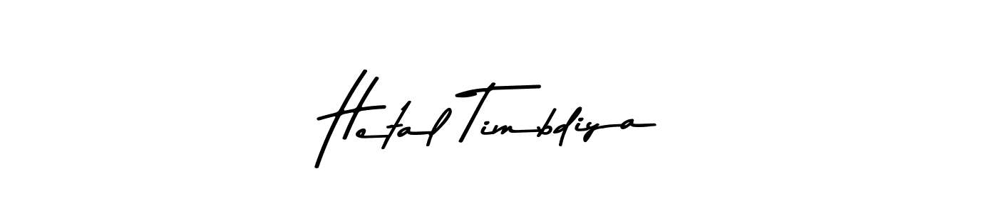 Create a beautiful signature design for name Hetal Timbdiya. With this signature (Asem Kandis PERSONAL USE) fonts, you can make a handwritten signature for free. Hetal Timbdiya signature style 9 images and pictures png