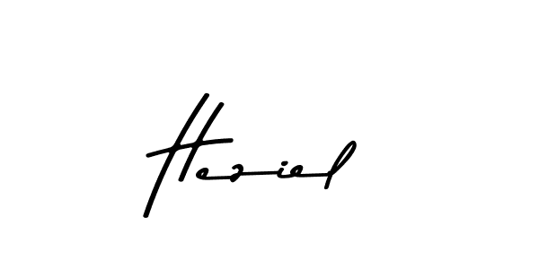 How to make Heziel name signature. Use Asem Kandis PERSONAL USE style for creating short signs online. This is the latest handwritten sign. Heziel signature style 9 images and pictures png