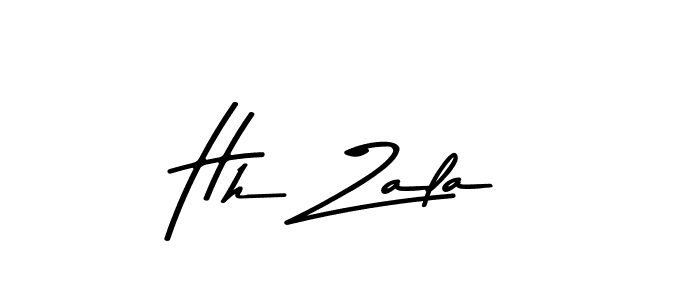 How to make Hh Zala name signature. Use Asem Kandis PERSONAL USE style for creating short signs online. This is the latest handwritten sign. Hh Zala signature style 9 images and pictures png