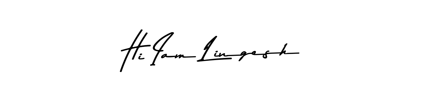 How to make Hi Iam Lingesh name signature. Use Asem Kandis PERSONAL USE style for creating short signs online. This is the latest handwritten sign. Hi Iam Lingesh signature style 9 images and pictures png