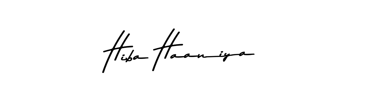 How to make Hiba Haaniya name signature. Use Asem Kandis PERSONAL USE style for creating short signs online. This is the latest handwritten sign. Hiba Haaniya signature style 9 images and pictures png