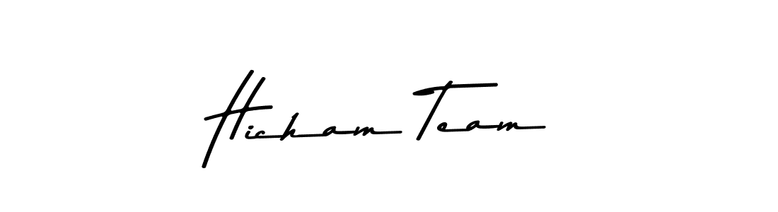 Make a beautiful signature design for name Hicham Team. With this signature (Asem Kandis PERSONAL USE) style, you can create a handwritten signature for free. Hicham Team signature style 9 images and pictures png