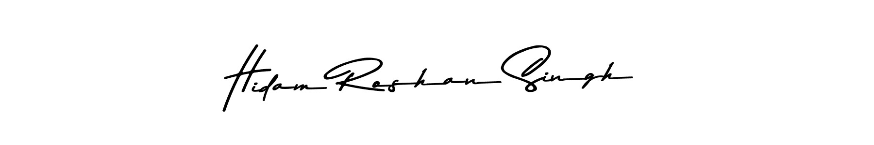 The best way (Asem Kandis PERSONAL USE) to make a short signature is to pick only two or three words in your name. The name Hidam Roshan Singh include a total of six letters. For converting this name. Hidam Roshan Singh signature style 9 images and pictures png