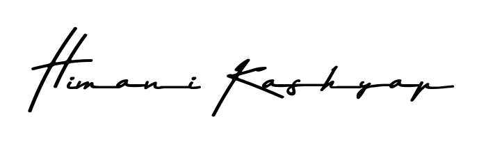 Download transparent PNG signature for name Himani Kashyap styled with Asem Kandis PERSONAL USE font. Ready to paste directly into PDF and Word agreements. Himani Kashyap signature style 9 images and pictures png