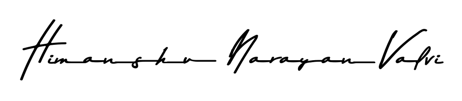 The Asem Kandis PERSONAL USE font gives name Himanshu Narayan Valvi a signature that looks effortless yet distinguished. Download high-res PNG instantly. Himanshu Narayan Valvi signature style 9 images and pictures png