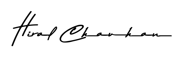 Create your official email sign-off with Hiral Chauhan name in Asem Kandis PERSONAL USE style. Crisp, clean, and perfectly legible across all screens. Hiral Chauhan signature style 9 images and pictures png