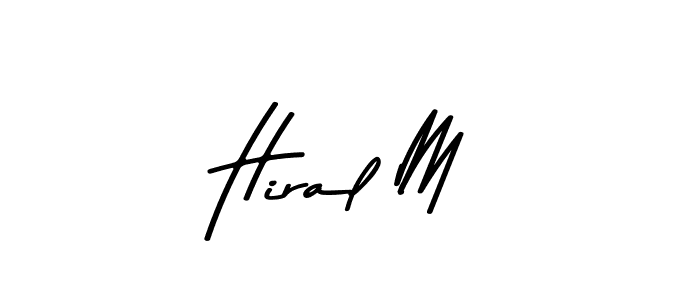 Create a beautiful signature design for name Hiral M. With this signature (Asem Kandis PERSONAL USE) fonts, you can make a handwritten signature for free. Hiral M signature style 9 images and pictures png