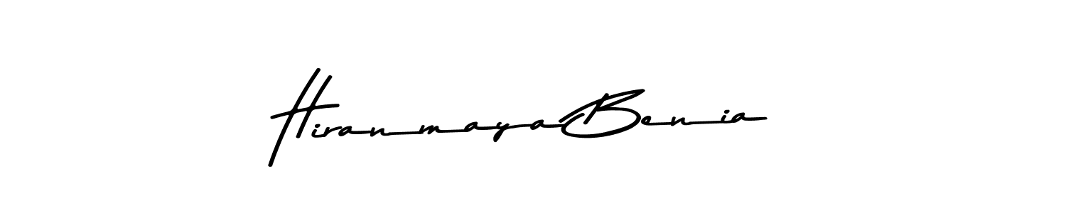 The best way (Asem Kandis PERSONAL USE) to make a short signature is to pick only two or three words in your name. The name Hiranmaya Benia include a total of six letters. For converting this name. Hiranmaya Benia signature style 9 images and pictures png