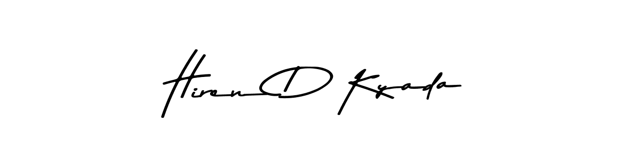 The best way (Asem Kandis PERSONAL USE) to make a short signature is to pick only two or three words in your name. The name Hiren D Kyada include a total of six letters. For converting this name. Hiren D Kyada signature style 9 images and pictures png