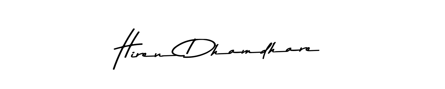 How to make Hiren Dhamdhare signature? Asem Kandis PERSONAL USE is a professional autograph style. Create handwritten signature for Hiren Dhamdhare name. Hiren Dhamdhare signature style 9 images and pictures png