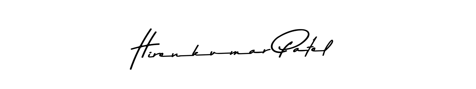 Create a beautiful signature design for name Hirenkumar Patel. With this signature (Asem Kandis PERSONAL USE) fonts, you can make a handwritten signature for free. Hirenkumar Patel signature style 9 images and pictures png
