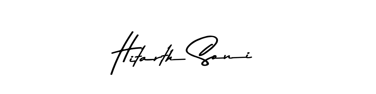 How to make Hitarth Soni name signature. Use Asem Kandis PERSONAL USE style for creating short signs online. This is the latest handwritten sign. Hitarth Soni signature style 9 images and pictures png