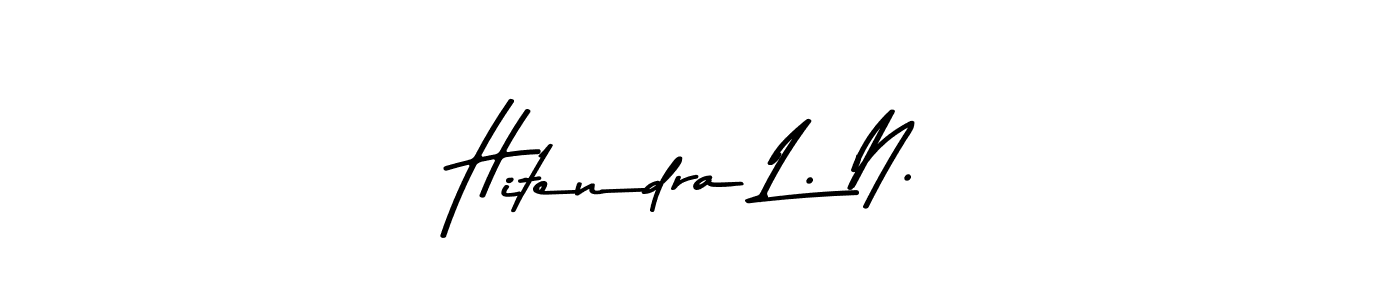 This is the best signature style for the Hitendra L. N. name. Also you like these signature font (Asem Kandis PERSONAL USE). Mix name signature. Hitendra L. N. signature style 9 images and pictures png