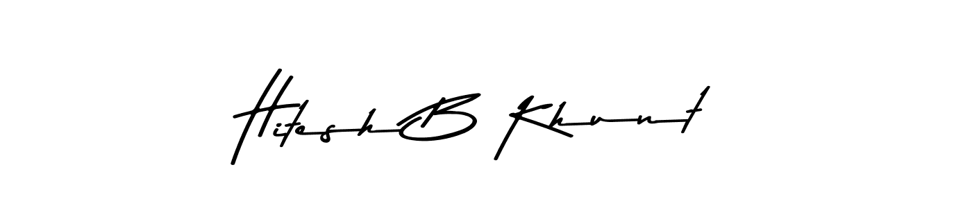 Make a beautiful signature design for name Hitesh B Khunt. With this signature (Asem Kandis PERSONAL USE) style, you can create a handwritten signature for free. Hitesh B Khunt signature style 9 images and pictures png