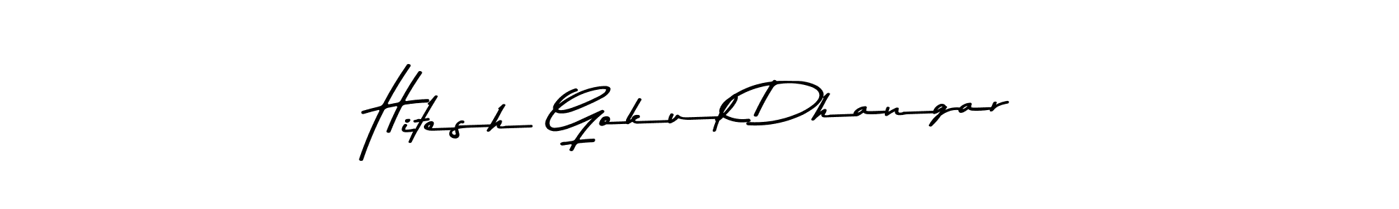 Make a beautiful signature design for name Hitesh Gokul Dhangar. With this signature (Asem Kandis PERSONAL USE) style, you can create a handwritten signature for free. Hitesh Gokul Dhangar signature style 9 images and pictures png