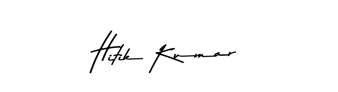 Create a beautiful signature design for name Hitik Kumar. With this signature (Asem Kandis PERSONAL USE) fonts, you can make a handwritten signature for free. Hitik Kumar signature style 9 images and pictures png