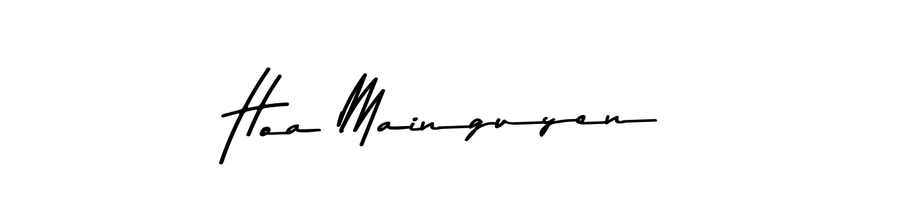 Create a beautiful signature design for name Hoa Mainguyen. With this signature (Asem Kandis PERSONAL USE) fonts, you can make a handwritten signature for free. Hoa Mainguyen signature style 9 images and pictures png