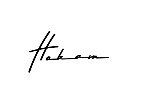 Create a beautiful signature design for name Hokam. With this signature (Asem Kandis PERSONAL USE) fonts, you can make a handwritten signature for free. Hokam signature style 9 images and pictures png