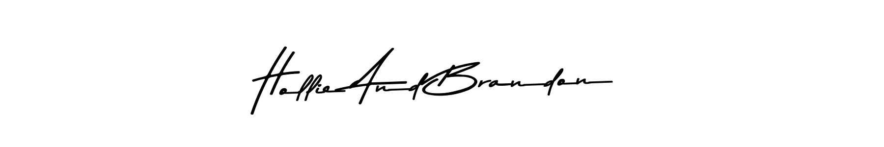 How to make Hollie And Brandon name signature. Use Asem Kandis PERSONAL USE style for creating short signs online. This is the latest handwritten sign. Hollie And Brandon signature style 9 images and pictures png