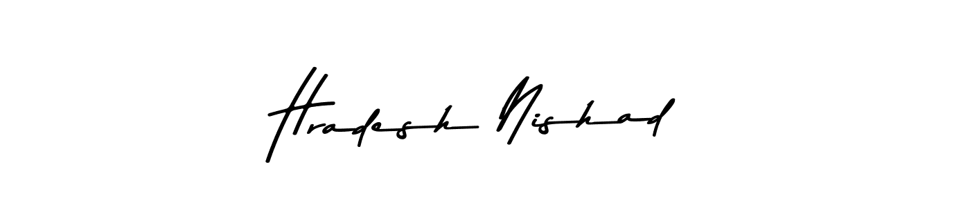 The best way (Asem Kandis PERSONAL USE) to make a short signature is to pick only two or three words in your name. The name Hradesh Nishad include a total of six letters. For converting this name. Hradesh Nishad signature style 9 images and pictures png