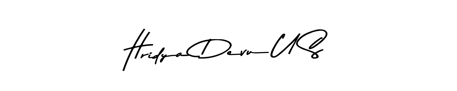 How to make Hridya Devu U S signature? Asem Kandis PERSONAL USE is a professional autograph style. Create handwritten signature for Hridya Devu U S name. Hridya Devu U S signature style 9 images and pictures png