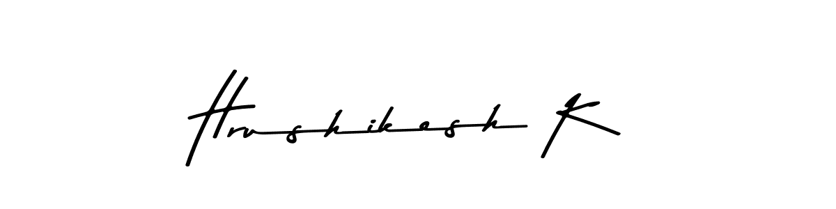 The best way (Asem Kandis PERSONAL USE) to make a short signature is to pick only two or three words in your name. The name Hrushikesh K include a total of six letters. For converting this name. Hrushikesh K signature style 9 images and pictures png