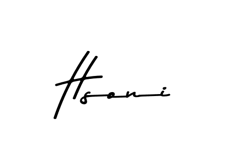 How to make Hsoni name signature. Use Asem Kandis PERSONAL USE style for creating short signs online. This is the latest handwritten sign. Hsoni signature style 9 images and pictures png