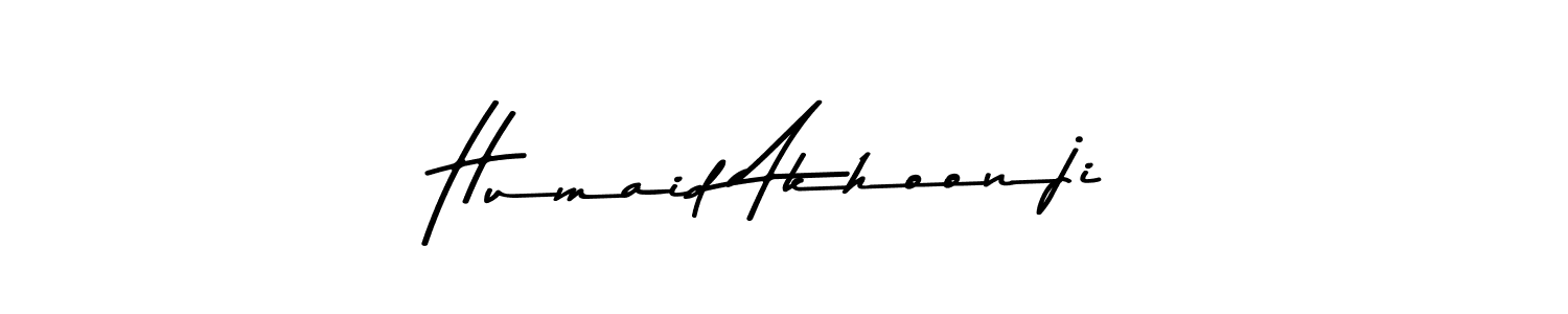 Humaid Akhoonji stylish signature style. Best Handwritten Sign (Asem Kandis PERSONAL USE) for my name. Handwritten Signature Collection Ideas for my name Humaid Akhoonji. Humaid Akhoonji signature style 9 images and pictures png