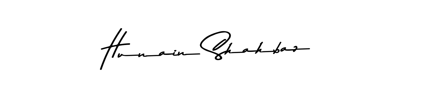 Create a beautiful signature design for name Hunain Shahbaz. With this signature (Asem Kandis PERSONAL USE) fonts, you can make a handwritten signature for free. Hunain Shahbaz signature style 9 images and pictures png
