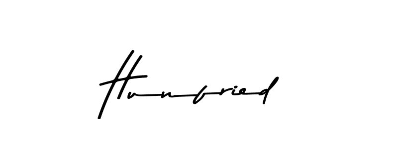 Design your own signature with our free online signature maker. With this signature software, you can create a handwritten (Asem Kandis PERSONAL USE) signature for name Hunfried. Hunfried signature style 9 images and pictures png