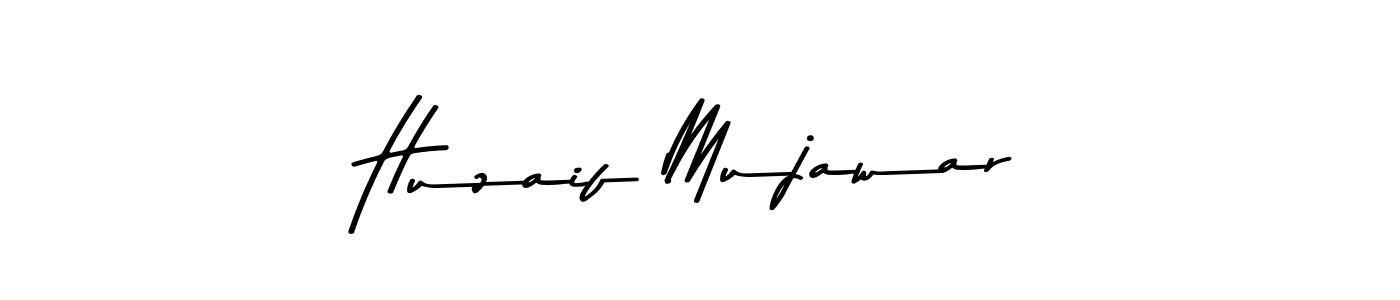 How to make Huzaif Mujawar name signature. Use Asem Kandis PERSONAL USE style for creating short signs online. This is the latest handwritten sign. Huzaif Mujawar signature style 9 images and pictures png