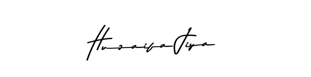 How to make Huzaifa Jiya name signature. Use Asem Kandis PERSONAL USE style for creating short signs online. This is the latest handwritten sign. Huzaifa Jiya signature style 9 images and pictures png
