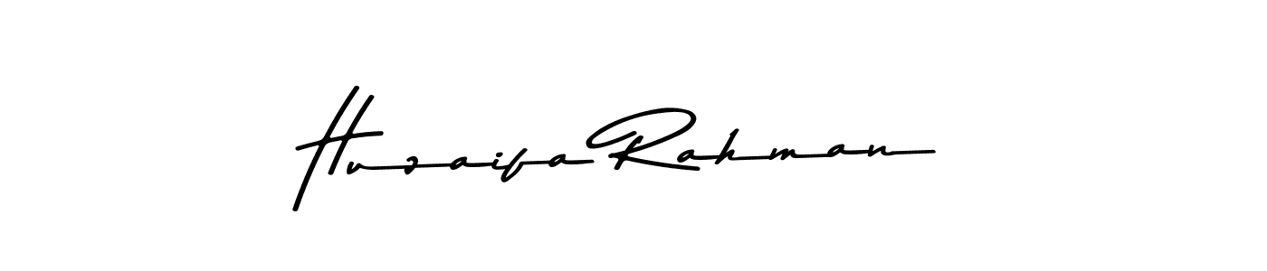 How to make Huzaifa Rahman name signature. Use Asem Kandis PERSONAL USE style for creating short signs online. This is the latest handwritten sign. Huzaifa Rahman signature style 9 images and pictures png