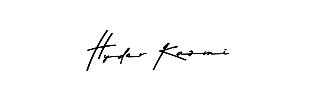 You can use this online signature creator to create a handwritten signature for the name Hyder Kazmi. This is the best online autograph maker. Hyder Kazmi signature style 9 images and pictures png