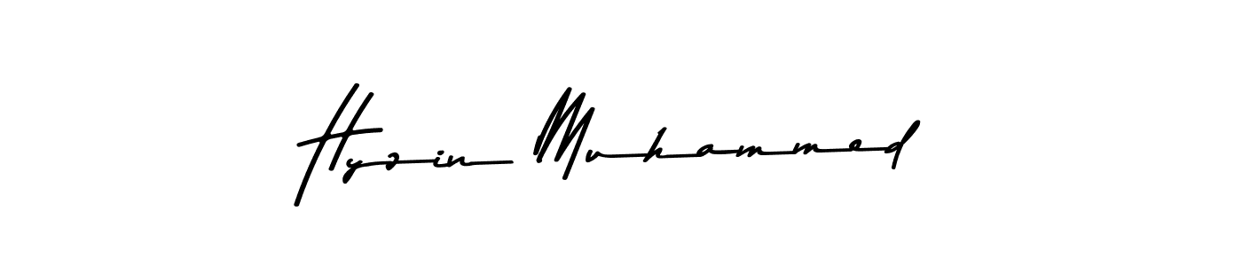 How to make Hyzin Muhammed name signature. Use Asem Kandis PERSONAL USE style for creating short signs online. This is the latest handwritten sign. Hyzin Muhammed signature style 9 images and pictures png