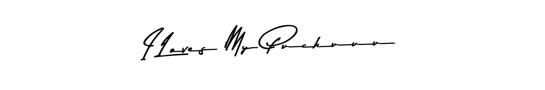 The best way (Asem Kandis PERSONAL USE) to make a short signature is to pick only two or three words in your name. The name I Loves My Puchuuu include a total of six letters. For converting this name. I Loves My Puchuuu signature style 9 images and pictures png