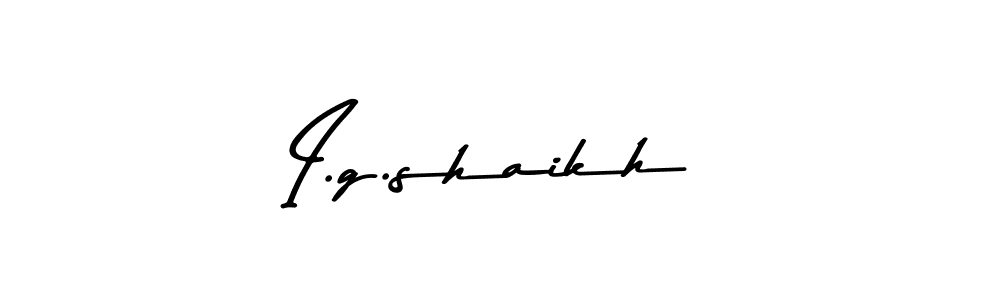 How to make I.g.shaikh name signature. Use Asem Kandis PERSONAL USE style for creating short signs online. This is the latest handwritten sign. I.g.shaikh signature style 9 images and pictures png