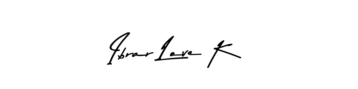 The best way (Asem Kandis PERSONAL USE) to make a short signature is to pick only two or three words in your name. The name Ibrar Love K include a total of six letters. For converting this name. Ibrar Love K signature style 9 images and pictures png