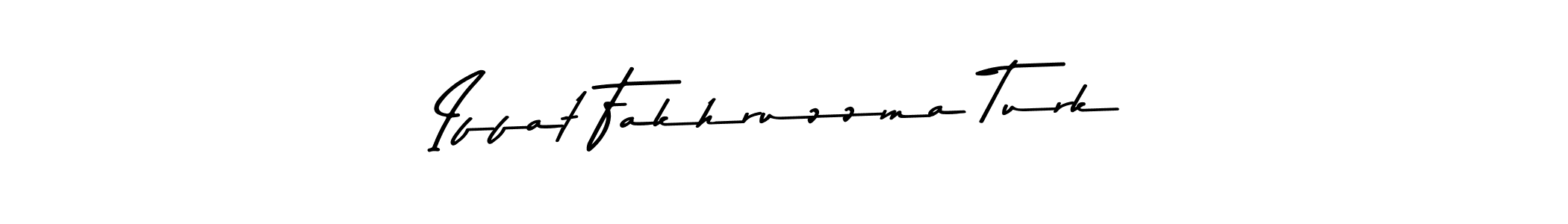 The best way (Asem Kandis PERSONAL USE) to make a short signature is to pick only two or three words in your name. The name Iffat Fakhruzzma Turk include a total of six letters. For converting this name. Iffat Fakhruzzma Turk signature style 9 images and pictures png