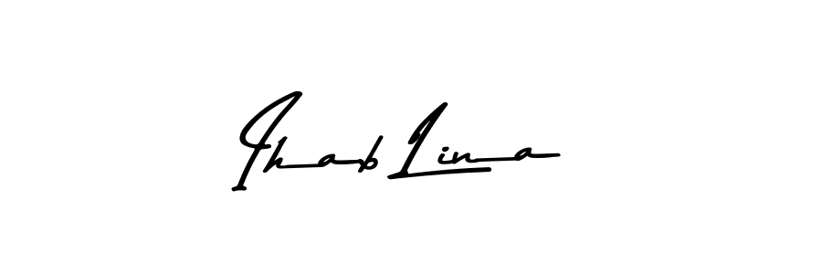 How to make Ihab Lina name signature. Use Asem Kandis PERSONAL USE style for creating short signs online. This is the latest handwritten sign. Ihab Lina signature style 9 images and pictures png