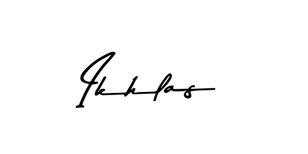 Make a beautiful signature design for name Ikhlas. With this signature (Asem Kandis PERSONAL USE) style, you can create a handwritten signature for free. Ikhlas signature style 9 images and pictures png
