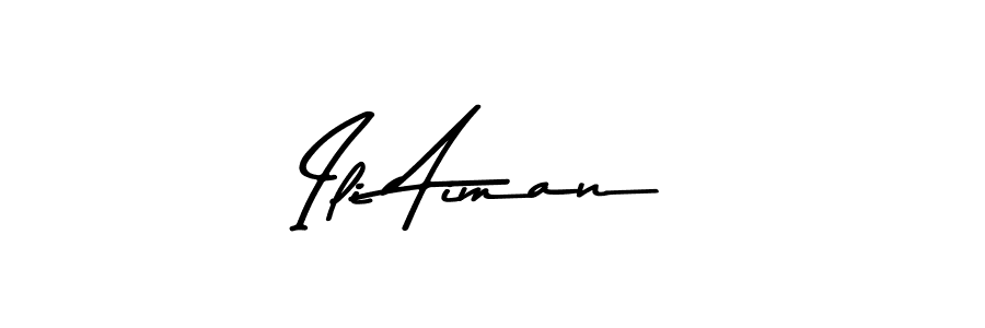 Also You can easily find your signature by using the search form. We will create Ili Aiman name handwritten signature images for you free of cost using Asem Kandis PERSONAL USE sign style. Ili Aiman signature style 9 images and pictures png