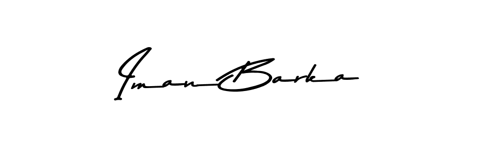 How to make Iman Barka name signature. Use Asem Kandis PERSONAL USE style for creating short signs online. This is the latest handwritten sign. Iman Barka signature style 9 images and pictures png