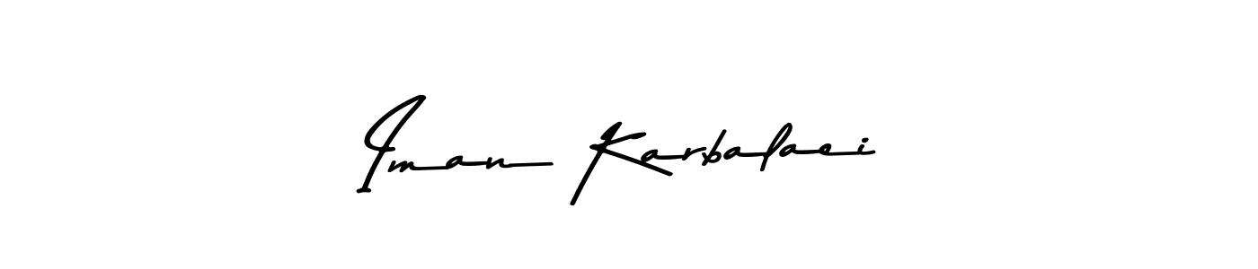 Create a beautiful signature design for name Iman Karbalaei. With this signature (Asem Kandis PERSONAL USE) fonts, you can make a handwritten signature for free. Iman Karbalaei signature style 9 images and pictures png