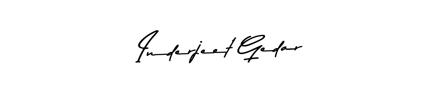 How to make Inderjeet Gedar name signature. Use Asem Kandis PERSONAL USE style for creating short signs online. This is the latest handwritten sign. Inderjeet Gedar signature style 9 images and pictures png